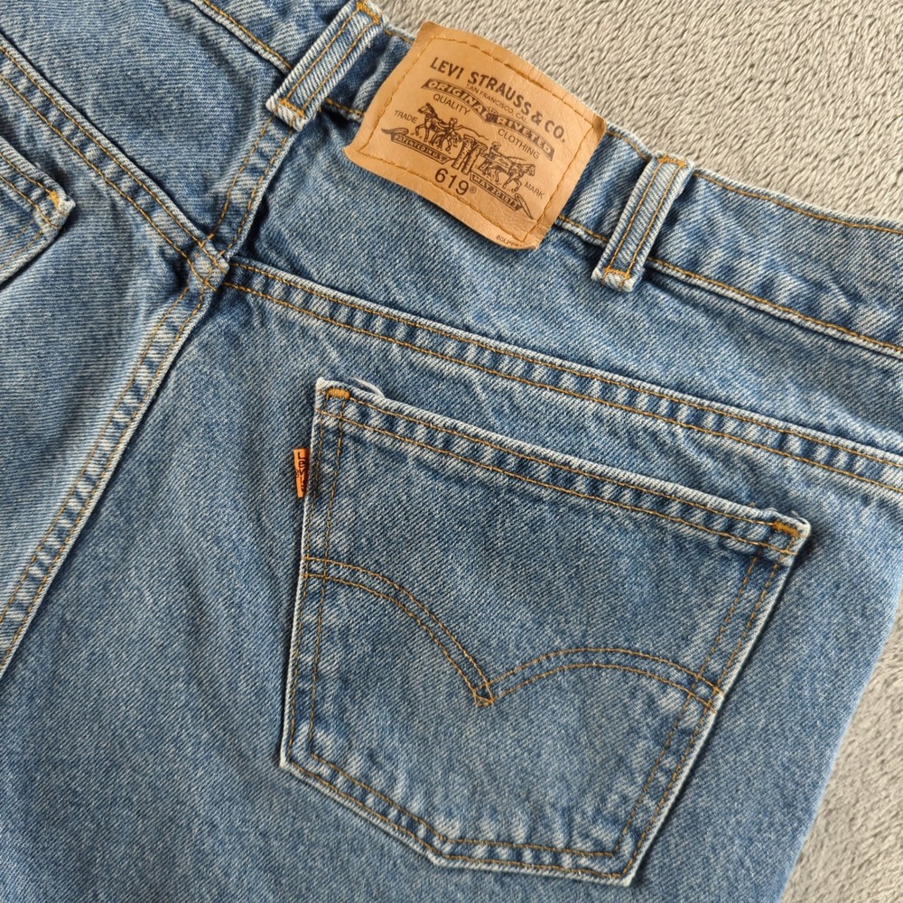 Vintage 90s Levis Orange Tab Jeans 38 (Fits 36x30) Blue Faded 619 Made in Canada